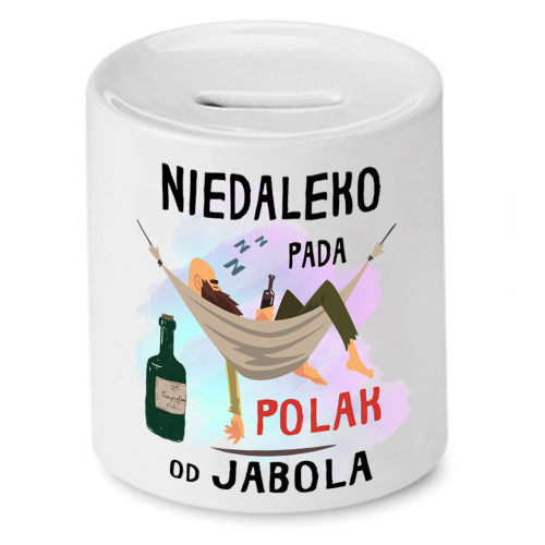 Skarbonka Prezent Śmieszny Zabawny - Niedaleko pada Polak od jabola
