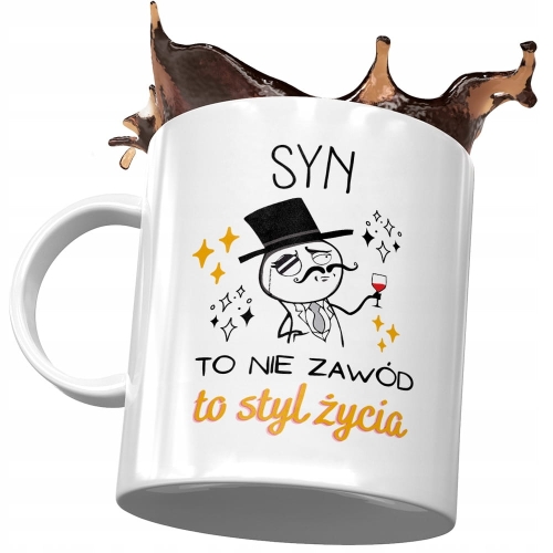 Kubek Dla Syna Synusia na Dzień Dziecka na Prezent - Syn  to nie zawód to styl życia z Nadrukiem ze Zdjęciem