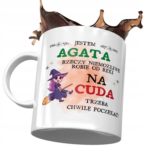 Kubek Dla Agaty Agi Żony Koleżanki na Prezent z Nadrukiem ze Zdjęciem