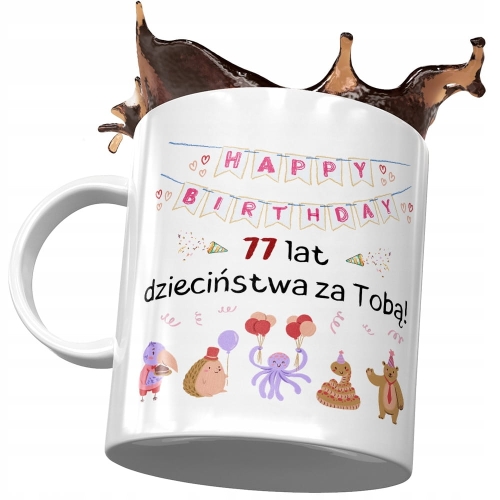 Kubek na Urodziny 77 77me 77-me Idealny Prezent z Nadrukiem ze Zdjęciem