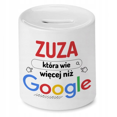 Skarbonka dla Zuzy na Urodziny na Prezent z Nadrukiem ze Zdjęciem