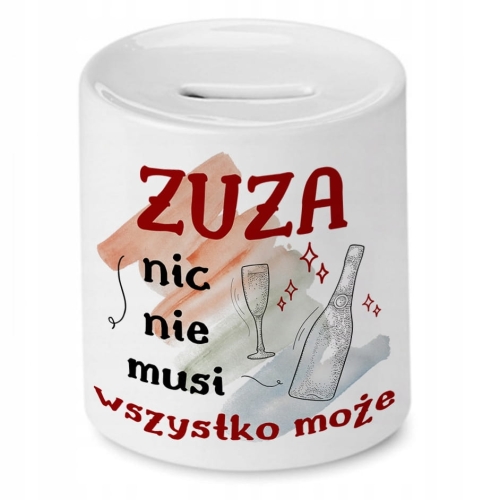 Skarbonka dla Zuzy na Urodziny na Prezent z Nadrukiem ze Zdjęciem