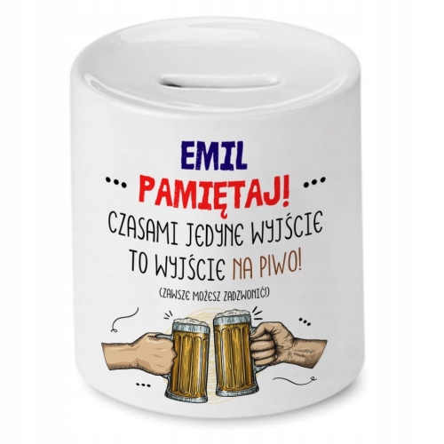 Skarbonka dla Emila na Urodziny na Prezent z Nadrukiem ze Zdjęciem
