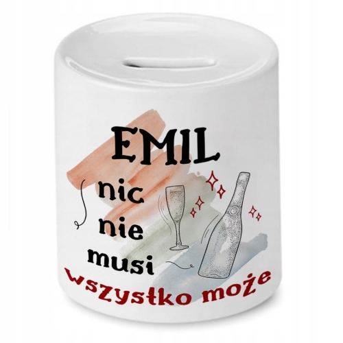 Skarbonka dla Emila na Urodziny na Prezent z Nadrukiem ze Zdjęciem