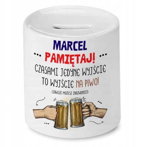 Skarbonka dla Marcela na Urodziny na Prezent z Nadrukiem ze Zdjęciem