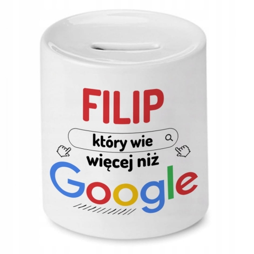 Skarbonka dla Filipa na Urodziny na Prezent z Nadrukiem ze Zdjęciem