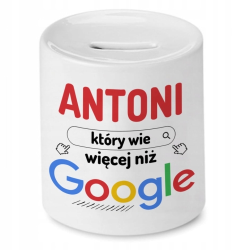 Skarbonka dla Antoniego na Urodziny na Prezent z Nadrukiem ze Zdjęciem