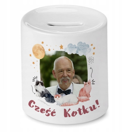 Skarbonka Janusz Korwin Mikke na Prezent z Nadrukiem ze Zdjęciem