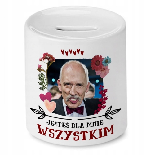 Skarbonka Janusz Korwin Mikke na Prezent z Nadrukiem ze Zdjęciem