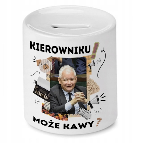 Skarbonka Jarosław Kaczyński na urodziny Prezent z Nadrukiem ze Zdjęciem