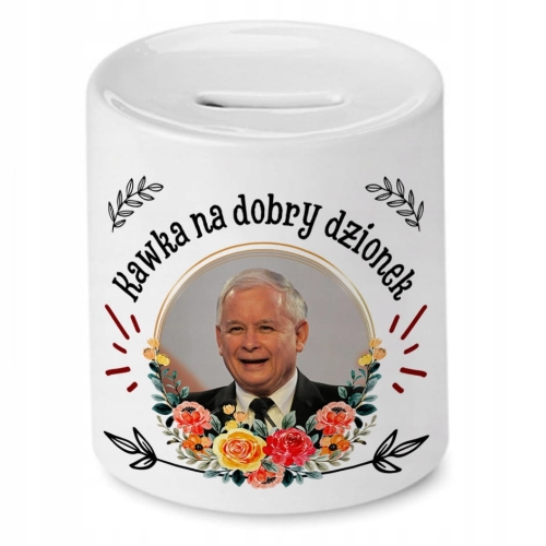 Skarbonka Jarosław Kaczyński na urodziny Prezent z Nadrukiem ze Zdjęciem