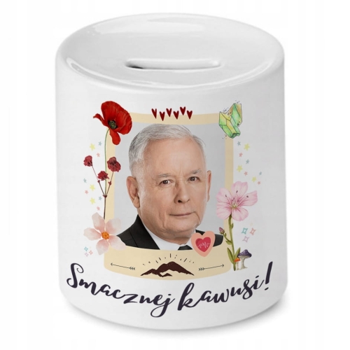 Skarbonka Jarosław Kaczyński na urodziny Prezent z Nadrukiem ze Zdjęciem