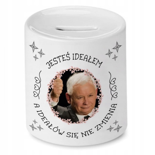 Skarbonka Jarosław Kaczyński na urodziny Prezent z Nadrukiem ze Zdjęciem