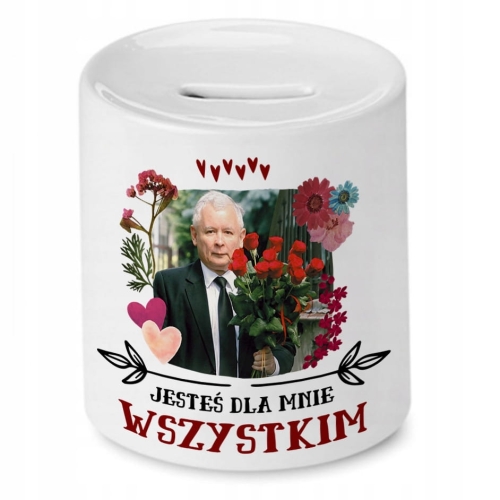 Skarbonka Jarosław Kaczyński na urodziny Prezent z Nadrukiem ze Zdjęciem