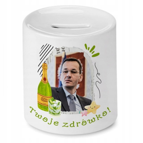 Skarbonka Mateusz Morawiecki na Urodziny Prezent z Nadrukiem ze Zdjęciem
