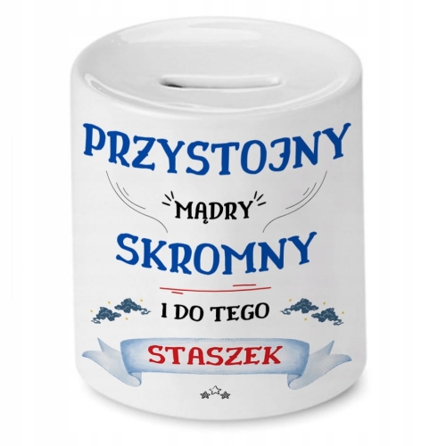 Skarbonka dla Staszka na Urodziny Imieniny Prezent z Nadrukiem ze Zdjęciem