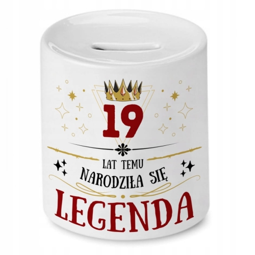 Skarbonka na Urodziny 19 19te 19-te na Prezent z Nadrukiem ze Zdjęciem