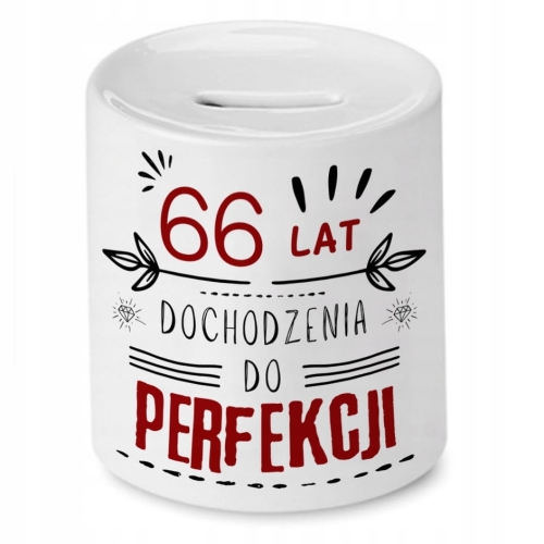 Skarbonka na Urodziny 66 66te 66-te na Prezent z Nadrukiem ze Zdjęciem