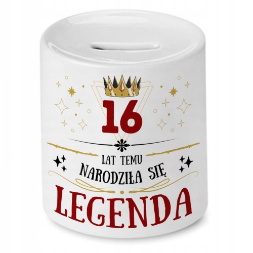Skarbonka na Urodziny 16 16te 16-te na Prezent z Nadrukiem ze Zdjęciem