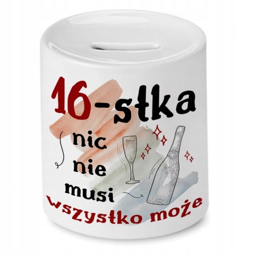 Skarbonka na Urodziny 16 16te 16-te na Prezent z Nadrukiem ze Zdjęciem