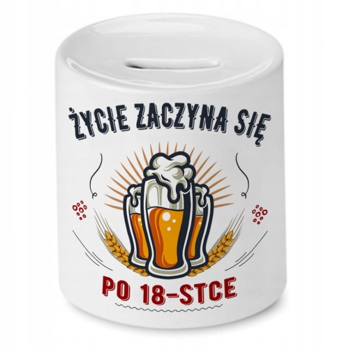 Skarbonka na Urodziny 18 18te 18-te na Prezent z Nadrukiem ze Zdjęciem
