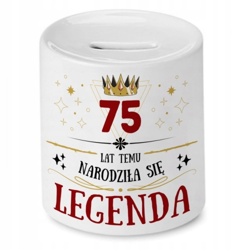 Skarbonka na Urodziny 75 75te 75-te na Prezent z Nadrukiem ze Zdjęciem