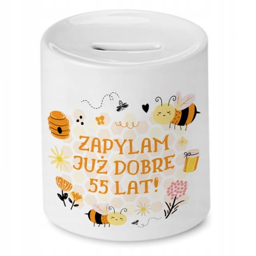 Skarbonka na Urodziny 55 55te 55-te na Prezent z Nadrukiem ze Zdjęciem