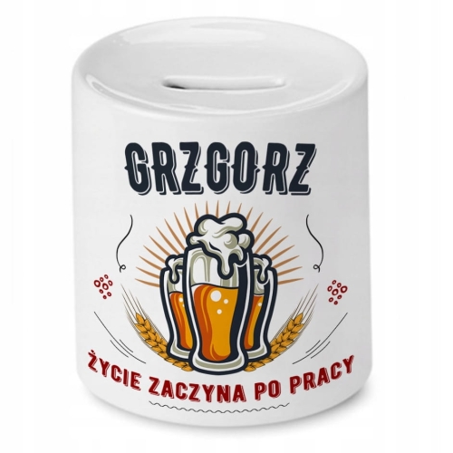 Skarbonka Dla Grzegorza na Urodziny na Prezent z Nadrukiem ze Zdjęciem