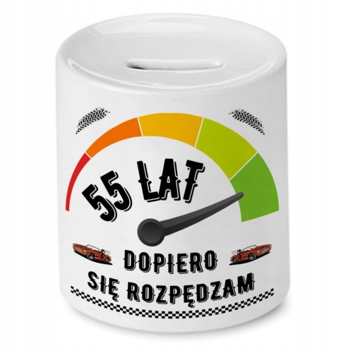 Skarbonka na Urodziny 55 55te 55-te na Prezent z Nadrukiem ze Zdjęciem