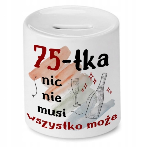Skarbonka na Urodziny 75 75te 75-te na Prezent z Nadrukiem ze Zdjęciem