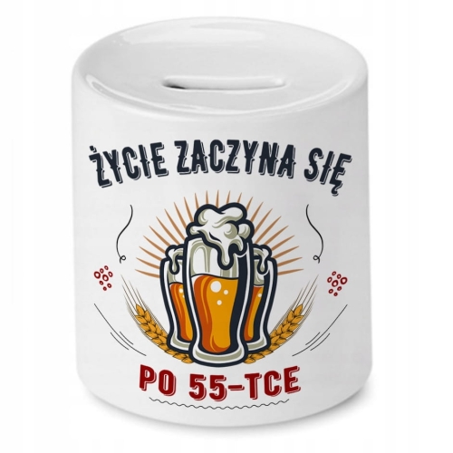 Skarbonka na Urodziny 55 55te 55-te na Prezent z Nadrukiem ze Zdjęciem