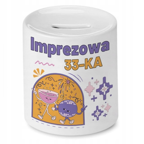 Skarbonka na Urodziny 33 33te 33-te na Prezent z Nadrukiem ze Zdjęciem