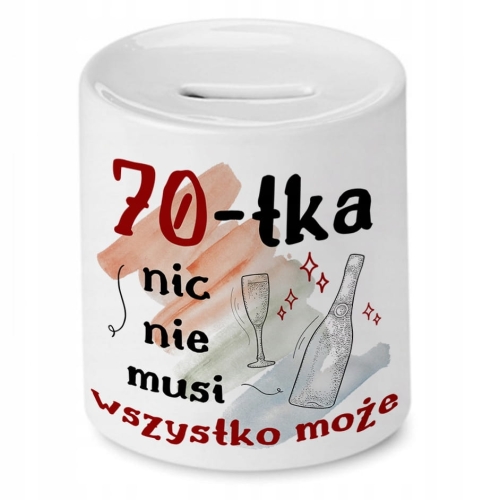 Skarbonka na Urodziny 70 70te 70-te na Prezent z Nadrukiem ze Zdjęciem