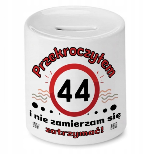 Skarbonka na Urodziny 44 44te 44-te na Prezent z Nadrukiem ze Zdjęciem