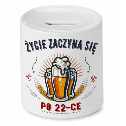 Skarbonka na Urodziny 22 22te 22-te na Prezent z Nadrukiem ze Zdjęciem
