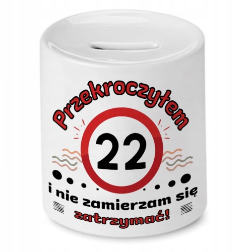 Skarbonka na Urodziny 22 22te 22-te na Prezent z Nadrukiem ze Zdjęciem
