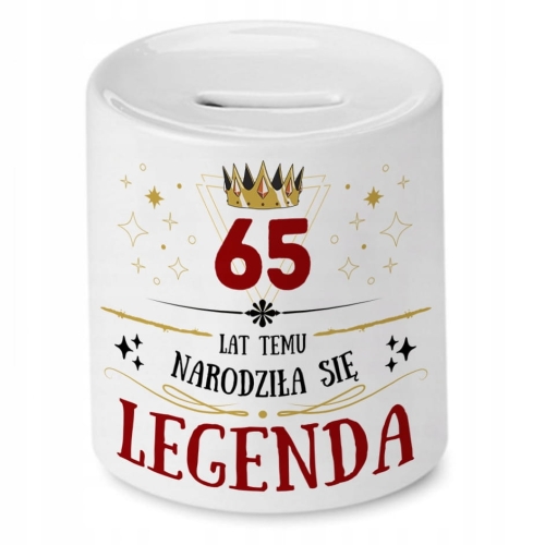 Skarbonka na Urodziny 65 65te 65-te na Prezent z Nadrukiem ze Zdjęciem
