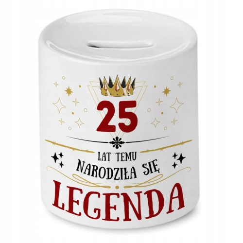 Skarbonka na Urodziny 25 25te 25-te na Prezent z Nadrukiem ze Zdjęciem