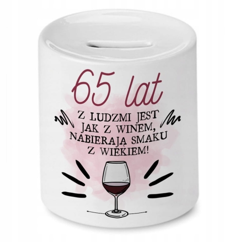 Skarbonka na Urodziny 65 65te 65-te na Prezent z Nadrukiem ze Zdjęciem