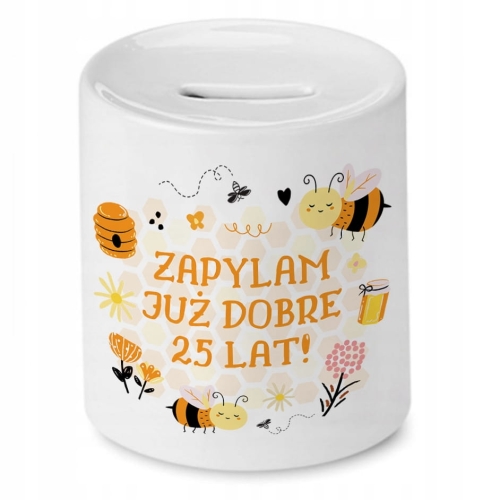 Skarbonka na Urodziny 25 25te 25-te na Prezent z Nadrukiem ze Zdjęciem
