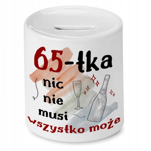 Skarbonka na Urodziny 65 65te 65-te na Prezent z Nadrukiem ze Zdjęciem