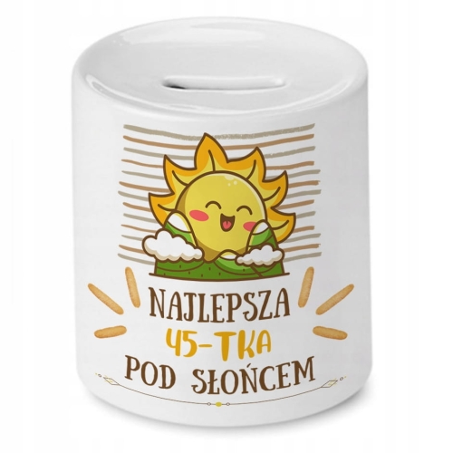 Skarbonka na Urodziny 45 45te 45-te na Prezent z Nadrukiem ze Zdjęciem