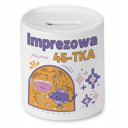 Skarbonka na Urodziny 45 45te 45-te na Prezent z Nadrukiem ze Zdjęciem