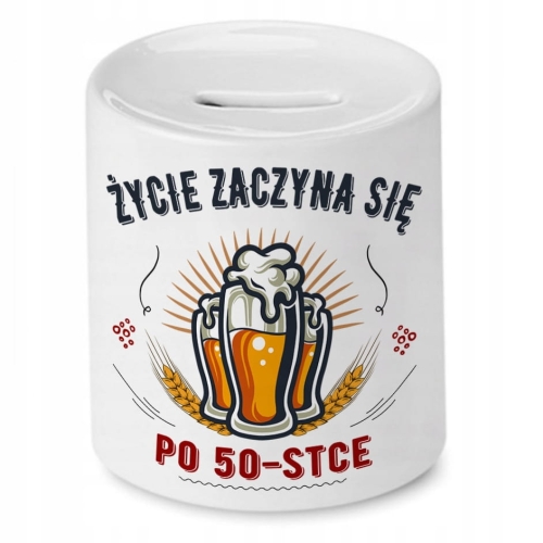 Skarbonka na Urodziny 50 50te 50-te na Prezent z Nadrukiem ze Zdjęciem