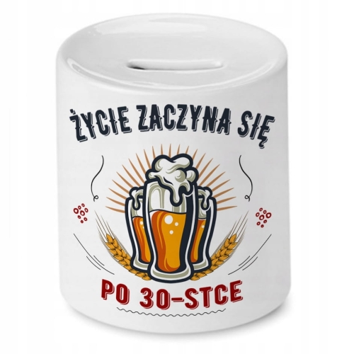 Skarbonka na Urodziny 30 30te 30-te na Prezent z Nadrukiem ze Zdjęciem