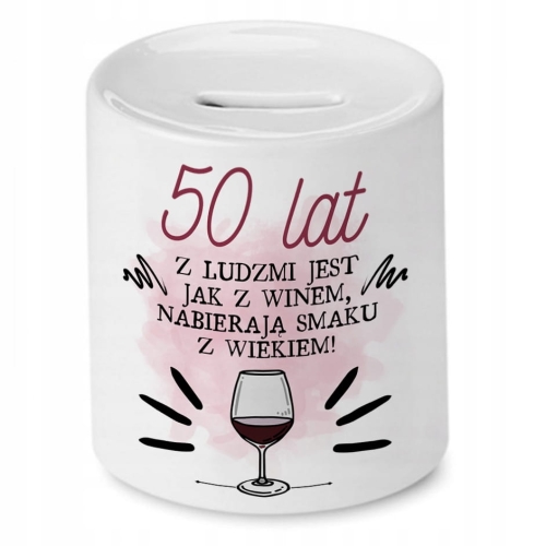Skarbonka na Urodziny 50 50te 50-te na Prezent z Nadrukiem ze Zdjęciem