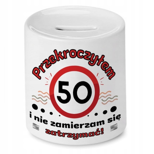 Skarbonka na Urodziny 50 50te 50-te na Prezent z Nadrukiem ze Zdjęciem