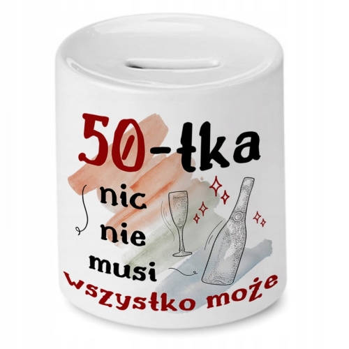 Skarbonka na Urodziny 50 50te 50-te na Prezent z Nadrukiem ze Zdjęciem