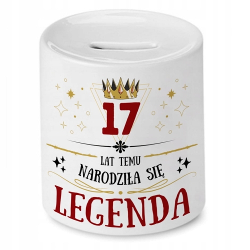 Skarbonka na Urodziny 17 17te 17-te na Prezent z Nadrukiem ze Zdjęciem