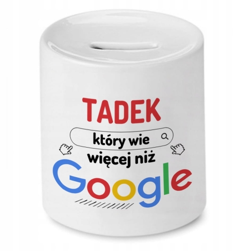 Skarbonka Dla Tadka na Urodziny Imieniny Prezent z Nadrukiem ze Zdjęciem